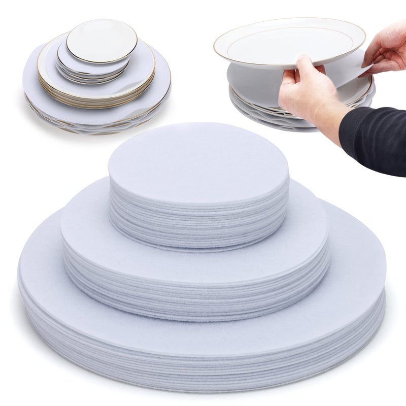 Imncya Plate Separators Storage  Set Of 60 And 3 Different Size  Thick and Premium Soft Felt Plate Dividers For China/Dish/Coffee Saucers Protecting and Stacking - Image 1